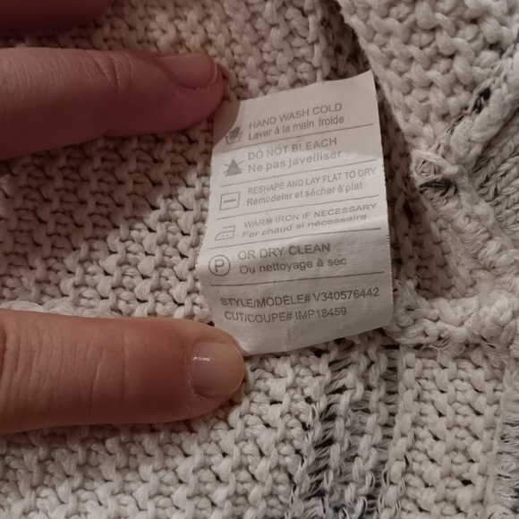 Vince Speckle Stitch Popover Textured Sweater Ivory and Gray XS/S - Picture 6 of 7